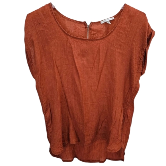 Maria Gabrielle Rust Hi-Lo Bohemian Gauze Top Sz XL - Picture 1 of 8